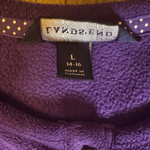 Lands' End Deep Purple Fleece Pullover Jacket Size L - Picture 3 of 3